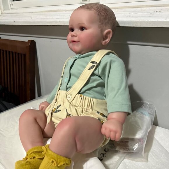 Terabithia 24 Inch Real Baby Size Lifelike Smile Silicone Vinyl Reborn Baby Doll - Picture 8 of 9